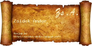 Zsidek Andor névjegykártya