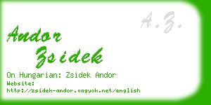 andor zsidek business card